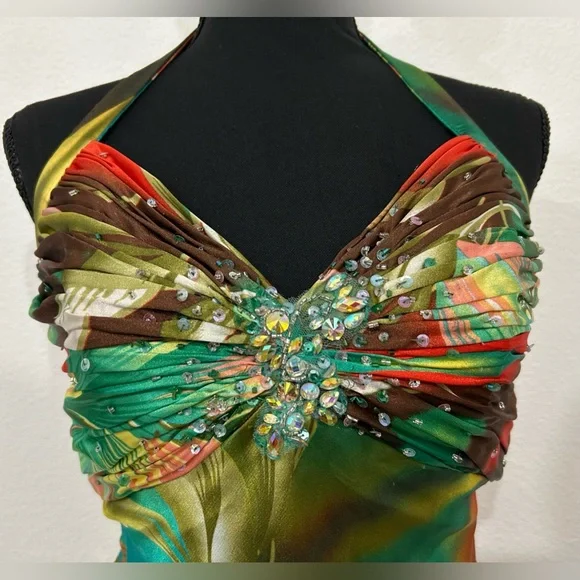 Tony Bowls Paris Tropical Satin Prom Dress - 6 - Multicolored - Used - Picture 2 of 8